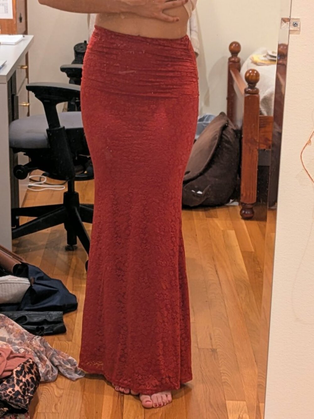 Princess Polly XS Red Lace Mermaid Skirt